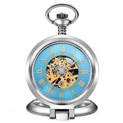 YINGMUZI Retro Mechanische Taschenuhr Männer Römische Ziffern Zifferblatt Steampunk Handaufzug Taschenuhren Männliche Tischständer Uhr Geschenke Hochzeitstag Vatertag Weihnachten Geburtstagsgeschenk von YINGMUZI