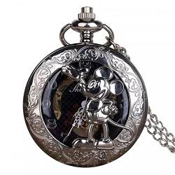 YINGMUZI Silber Maus Mechanische Taschenuhren Skeleton Carving Steampunk Taschenuhren Mit Anhängerkette Frauen Männer Kinder Geschenke Hochzeitstag Vatertag Weihnachten Geburtstagsgeschenk von YINGMUZI