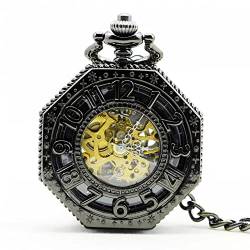 YINGMUZI Steampunk Mechanische Taschenuhr Schwarz Hohl Blume Stahl Handaufzug Männer Frauen Anhänger Anhänger Kette Geburtstagsgeschenke Hochzeitstag Vatertag Weihnachten Geburtstagsgeschenk von YINGMUZI