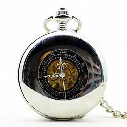 YINGMUZI Steampunk Skeleton Dial Schwarz Gehäuse Männlich Retro Römische Ziffern Kette Uhr Männer Mechanische Handaufzug Taschenuhr Hochzeitstag Vatertag Weihnachten Geburtstagsgeschenk von YINGMUZI