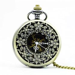 YINGMUZI Vintage Klassische mechanische Uhren Handaufzug Männer Frauen Schnitzen Blume Steampunk Geschenk Elegante Fob Chian Taschenuhr Hochzeitstag Vatertag Weihnachten Geburtstagsgeschenk von YINGMUZI