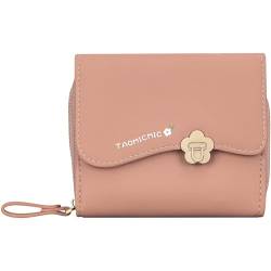 YINHEXI Geldbörse für Damen, kleine REID Blocking Damengeldbörse mit Kreditkartenhalter, schmal, Bifold Wallet mit Reißverschluss Münzfach, Pink, Niedlich von YINHEXI