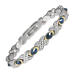 YINOX Edelstahl Magnetische Armband für Frauen Kristalle Geburtstag Hochzeit Schmuck Geschenke Mama Frau Freundin (Blauer Kristall) von YINOX
