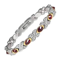 YINOX Edelstahl Magnetische Armband für Frauen Kristalle Geburtstag Hochzeit Schmuck Geschenke Mama Frau Freundin (roter Kristall) von YINOX