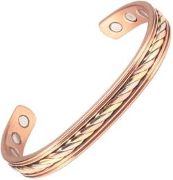 YINOX Geflochtenes magnetisches Kupferarmband mit 8 Magneten, 10 mm – Schmuckgeschenk, für Herren und Damen, verstellbare Größe 16,5 cm, 17 cm, Kupfer von YINOX