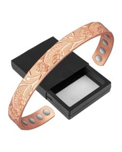 YINOX Kupfer-Armband für Arthritis, 16,5 cm, weibliches Gesundheits-Armband aus Kupfer mit Magnet von YINOX