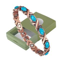 YINOX Magnetisches Kupferarmband aus farbigem Stein für Damen, hochfestes Magnetarmband, inklusive exquisiter Geschenkbox, die als Geschenk geeignet ist (F) von YINOX