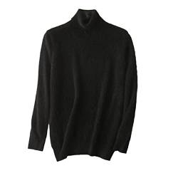 YIOLEAMP Herren-Pullover aus 100 % Kaschmir, Rollkragen, koreanischer Winter, gestrickt, warm, dicke Wolle, Schwarz , Large von YIOLEAMP