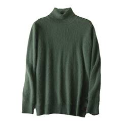 YIOLEAMP Herren-Pullover aus 100 % Kaschmir, Rollkragen, koreanischer Winter, gestrickt, warm, dicke Wolle, armee-grün, X-Large von YIOLEAMP