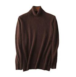YIOLEAMP Herren-Pullover aus 100 % Kaschmir, Rollkragen, koreanischer Winter, gestrickt, warm, dicke Wolle, braun, Large von YIOLEAMP