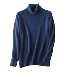 YIOLEAMP Herren-Pullover aus 100 % Kaschmir, Rollkragen, koreanischer Winter, gestrickt, warm, dicke Wolle, denim-blau, Large von YIOLEAMP