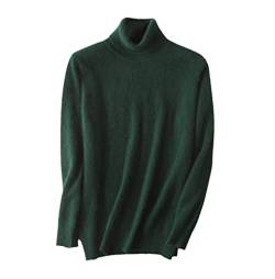 YIOLEAMP Herren-Pullover aus 100 % Kaschmir, Rollkragen, koreanischer Winter, gestrickt, warm, dicke Wolle, dunkelgrün, Large von YIOLEAMP
