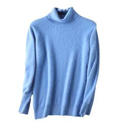 YIOLEAMP Herren-Pullover aus 100 % Kaschmir, Rollkragen, koreanischer Winter, gestrickt, warm, dicke Wolle, hellblau, Large von YIOLEAMP