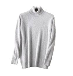 YIOLEAMP Herren-Pullover aus 100 % Kaschmir, Rollkragen, koreanischer Winter, gestrickt, warm, dicke Wolle, hellgrau, Medium von YIOLEAMP