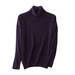 YIOLEAMP Herren-Pullover aus 100 % Kaschmir, Rollkragen, koreanischer Winter, gestrickt, warm, dicke Wolle, violett, Large von YIOLEAMP