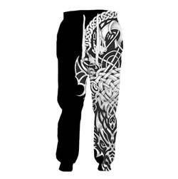 YIOLEAMP Hip Hop Wikinger Tattoo 3D Druck Hose Unisex Mode Casual Streetwear Sweatpants, Hose 4, 56 von YIOLEAMP