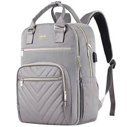 YIORMIOR Rucksack Damen, 17,3 Zoll Laptop Rucksack mit USB-Ladeanschluss, Großer Schulrucksack Mädchen Teenager, Rucksacktasche für Universität/Reisen/Arbeit Frauen, Gray von YIORMIOR