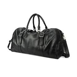 Reisetasche, Sporttasche aus Leder, Handgepäck, Weekender-Übernachtungsgepäcktasche, leichte und große Reisetasche, wasserdicht, langlebig, for Männer und Frauen (Grey : Black) von YIORYO