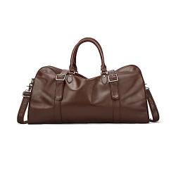 Reisetasche, Sporttasche aus Leder, Handgepäck, Weekender-Übernachtungsgepäcktasche, leichte und große Reisetasche, wasserdicht, langlebig, for Männer und Frauen (Grey : Brown) von YIORYO