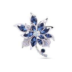 Retro-Blumenbrosche, Blütenblatt, elegante, exquisite Kunstbrosche for Frauen, Hochzeitsbankett, Jubiläumsbrosche (Grey : Blue, Size : OneSize) von YIORYO