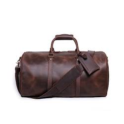 Sporttaschen for Männer und Frauen, wasserdichte Sporttasche, große Reisetasche, Seesack, Wochenendtasche mit Schuhfach (Grey : Dark Brown) von YIORYO