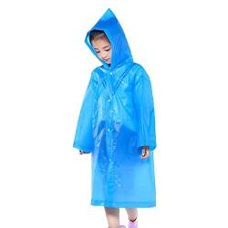 Regenmantel Für Kinder, Wasserdichter Regenponcho, Wiederverwendbar Eva Regenmäntel mit Kapuze und Knopf, Unisex Kleinkind Regenjacke Regencape Für Jungen, Mädchen, Outdoor, Wandern, Camping (Blau) von YIPUETERNITY