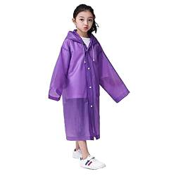 Regenmantel Für Kinder, Wasserdichter Regenponcho, Wiederverwendbar Eva Regenmäntel mit Kapuze und Knopf, Unisex Kleinkind Regenjacke Regencape Für Jungen, Mädchen, Outdoor, Wandern, Camping (Violett) von YIPUETERNITY