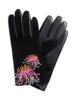 YISEVEN Damen Lammfell Wildleder Handschuhe Touchscreen Lederhandschuhe Gefüttert Winter Warm Elegant Schaffell Leder Damenhanschuhe Rauleder Winterhandschuhe Geschenke, Schwarz M/7.0" von YISEVEN