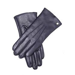 YISEVEN Damen Lederhandschuhe Wolle Gefüttert Touchscreen Handschuhe Leder Winterhandschuhe Damenhandschuhe Warm Elegant Lammfell Frauen fingerhandschuhe Autohandschuhe Geschenke, Navy blau Klein von YISEVEN