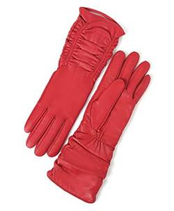 YISEVEN Damen Touchscreen Lammfelll Lederhandschuhe Mid-long Elegant Leder Autofahrer Handschuhe mit Warm Gefüttert Geschenke, Rot XL/8.0" von YISEVEN