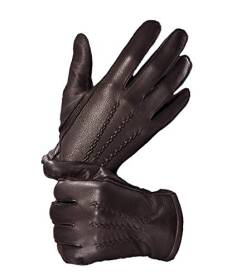 YISEVEN Handschuhe Herren Hirschleder Kaschmir Gefüttert Handgenäht Lederhandschuhe Echtleder Winter Warm Autofahrer Winterhandschuh Leder Elegant Männer Herrenhandschuhe Geschenke, Braun XL/10.0" von YISEVEN