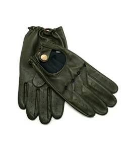 YISEVEN Herren Klassischeer Handschuhe Aus Leder Männer Retro Auto Driving Motorrad Lederhandschuheerhandschuhe Winteren Echtleder Autohandschuhe Geschenke, Waldgrün XL von YISEVEN