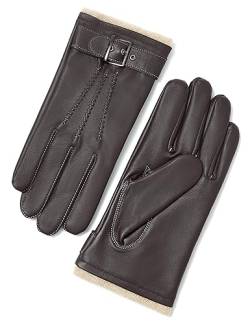 YISEVEN Herren Lederhandschuhe Kaschmir Gefüttert Touchscreen Warm Echtleder Winter Handschuhe Lammfell Herrenhandschuhe Männer Autohandschuhe Geschenke, Braun Klein/8.5" von YISEVEN