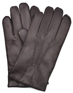 YISEVEN Herren Winterhandschuhe Hirschleder Handschuhe Geschenke Fleecefutter von gefüttert Elegant Vintage Winter Warm Echte Hirsch Leder Autofahrer Motorrad Männer, Braun L/9.5" von YISEVEN