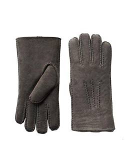 YISEVEN Shearling Lammfell Lederhandschuhe mit Gefüttert Herren Winterhandschuhe Leder Männer Handschuhe Lammfellfutter Fingerhandschuhe Dick Fellhandschuhe Motorrad Geschenke, Grau S von YISEVEN