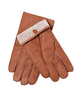 YISEVEN Winter Herren Touchscreen Warme Lammfell Lederhandschuhe Wollgefüttert Klassischer Urbaner Stil Drei-Punkte Echtes Schaffell Für Kleid Fahren Motorrad Arbeit Geschenke, Cognac 9,5"/L von YISEVEN