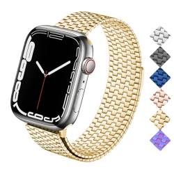 YISIWERA Compatible for Apple Watch Ultra Band/Apple Watch Ultra 2 Band 38mm 40mm 41mm Women Stainless Steel Loop Magnetic Clasp for iWatch Series 9 8 7 6 5 4 3 2 1 (38mm/40mm/41mm, Gold) von YISIWERA