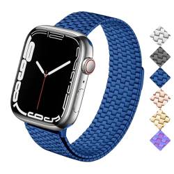 YISIWERA Compatible for Apple Watch Ultra Band/Apple Watch Ultra 2 Band 38mm 40mm 41mm Women Stainless Steel Loop Magnetic Clasp for iWatch Series 9 8 7 6 5 4 3 2 1 (42mm/44mm/45mm/49mm, Blau) von YISIWERA