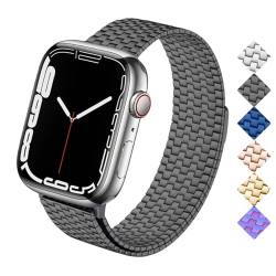 YISIWERA Compatible for Apple Watch Ultra Band/Apple Watch Ultra 2 Band 38mm 40mm 41mm Women Stainless Steel Loop Magnetic Clasp for iWatch Series 9 8 7 6 5 4 3 2 1 (42mm/44mm/45mm/49mm, Schwarze) von YISIWERA