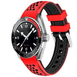 YISIWERA Langlebig Rallye-Rennen Zweifarbig 22mm Rot oben-Schwarz unten gebogene Enden Kautschuk-Silikon-Uhrenarmbänder Universal Stitch Uhrenarmband für Männer Frauen Edelstahlschnalle von YISIWERA