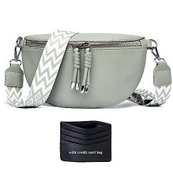 YISUOHOOM Umhängetasche Damen Klein Bauchtasche Damen Stylisch Crossbag Breiter Gurt Hellgrün Kreditkartenpaket senden von YISUOHOOM