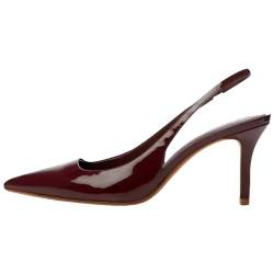 YIYA Damen Kirschrote Absätze für Herbst Slingback Geschlossene Spitze Stiletto High Heels Rückenfrei Slip-on Absatz Herbst Pumps Kleid Schuhe, Weinrot, 39 EU von YIYA