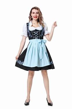 YIYUANIJI Dirndl, Dirndl Damen Midi Trachtenkleid, Trachtenmode, Dreiteiliges Set: Kleid, Oberteil und Schürze. for Oktoberfest, Karneval, Special Occasions von YIYUANIJI