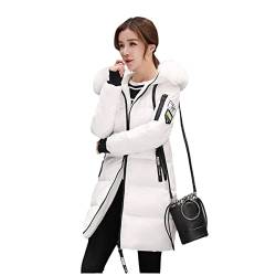 YIZHIWANG Winterjacke Damen Parka Kragen Mit Kapuze Dicker Warmer Langer Weiblicher Mantel Lässige Outwear Daunenjacke Baumwolle Parkas Weiß M von YIZHIWANG