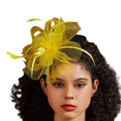 Fascinator für Damen, Teeparty, Stirnband, Haarspange, Cocktail-Blume, Netz, Kopfbedeckung, Haarspange für Hochzeit, Party, Fascinator, Hut-Stirnband von YIZITU