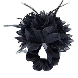 Haargummi mit Feder, große schwarze Blume, Kopfschmuck, dekorative Kopfbedeckung, elastisches Haarseil, Zubehör, Blume, Federn, Haargummis für Mädchen und Damen, 1920er-Jahre von YIZITU