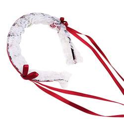 Schönes Süßes Haarband Maid Cosplay Stirnband Rüschenspitze Kopfbedeckung Handgefertigtes Band Schleife Haarschmuck Haarband von YIZITU