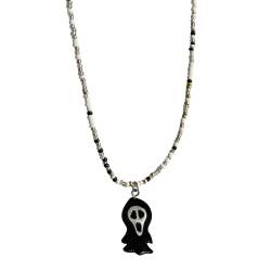 YIZITU Chokerm, Funny Halloween Pendant Necklace Clavicle Chain Statement Choker Simple Acrylic Beaded Necklace Statement Jewelry für Damen Mädchen von YIZITU