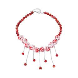 YIZITU Chokerm, Gothic Red Bead Tassels Necklace Halloween Beaded Choker Fashion Clavicle Chain Necklace Y2K Jewelry Accessories für Damen Mädchen von YIZITU