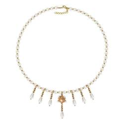 YIZITU Halskette, modische Fransenanhänger, Halskette, stilvolle kurze Perlenhalsband, modische Perlen, Fransenanhänger, Halskettenzubehör, 42+5cm, Glas von YIZITU